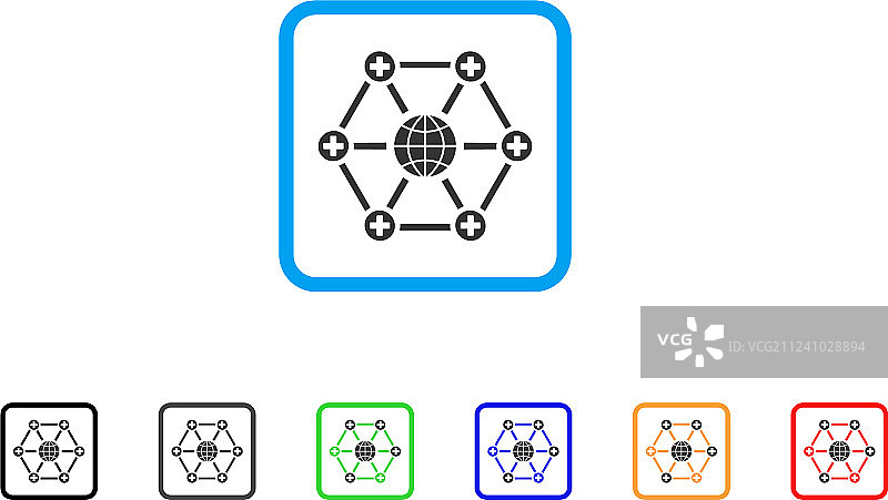 全球医疗网络框架图标图片素材