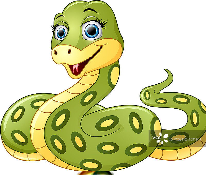 卡通可爱绿蛇图片素材