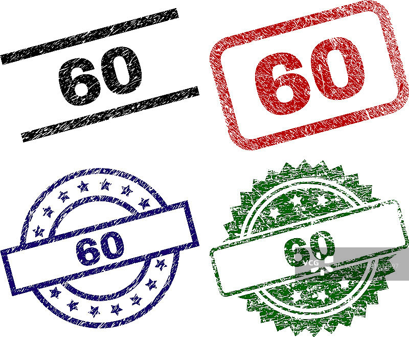 带划痕纹理的60印章图片素材