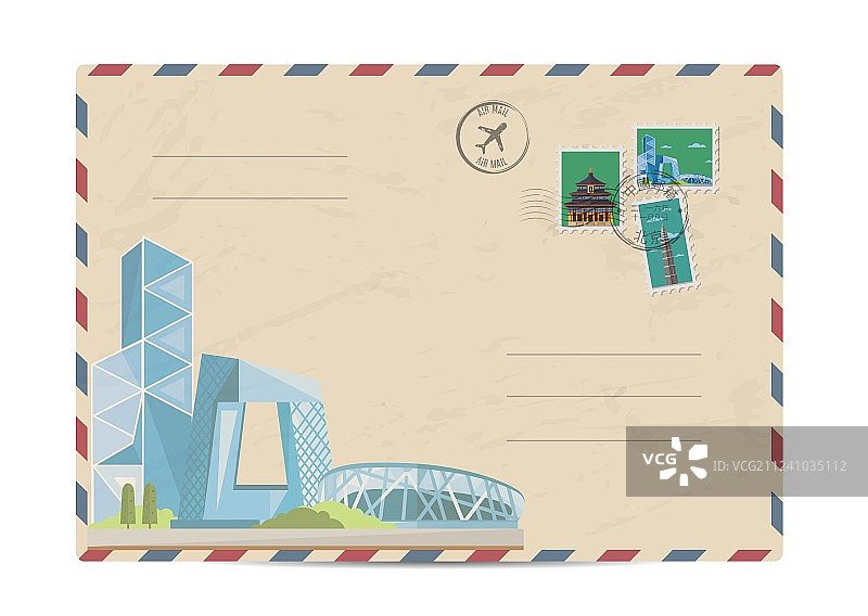 中国邮票复古邮政信封图片素材