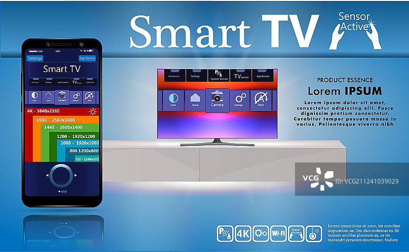 桌子上的智能电视界面图片素材