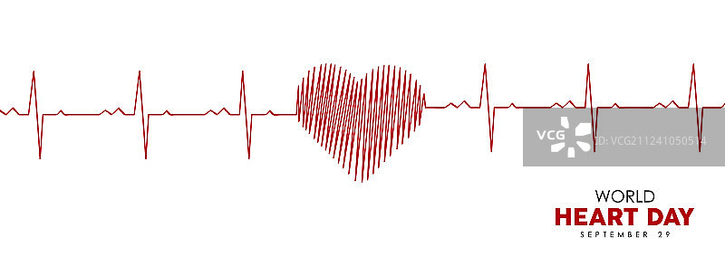 红色心跳线世界心脏日banner图片素材