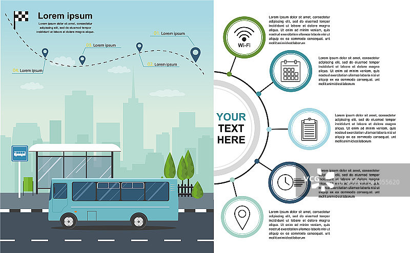 公交车站交通运输信息图图片素材