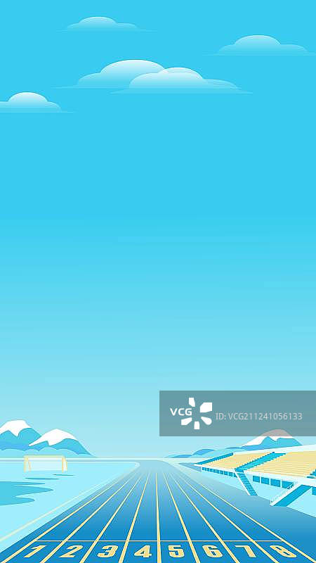 操场体育场跑道起跑线天空矢量图图片素材