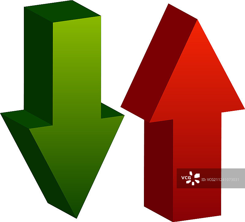 3D绿色和红色箭头上下指向图片素材