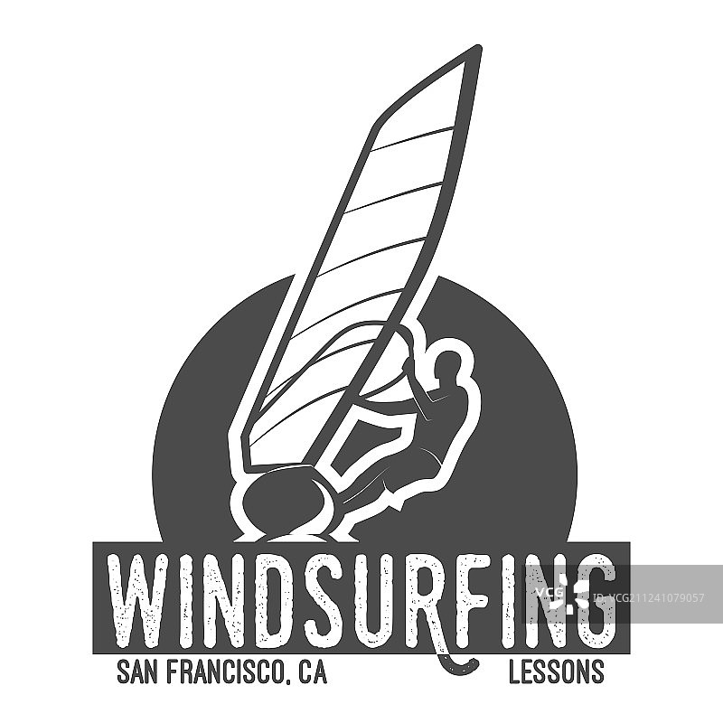 风帆冲浪徽章logo设计元素图片素材