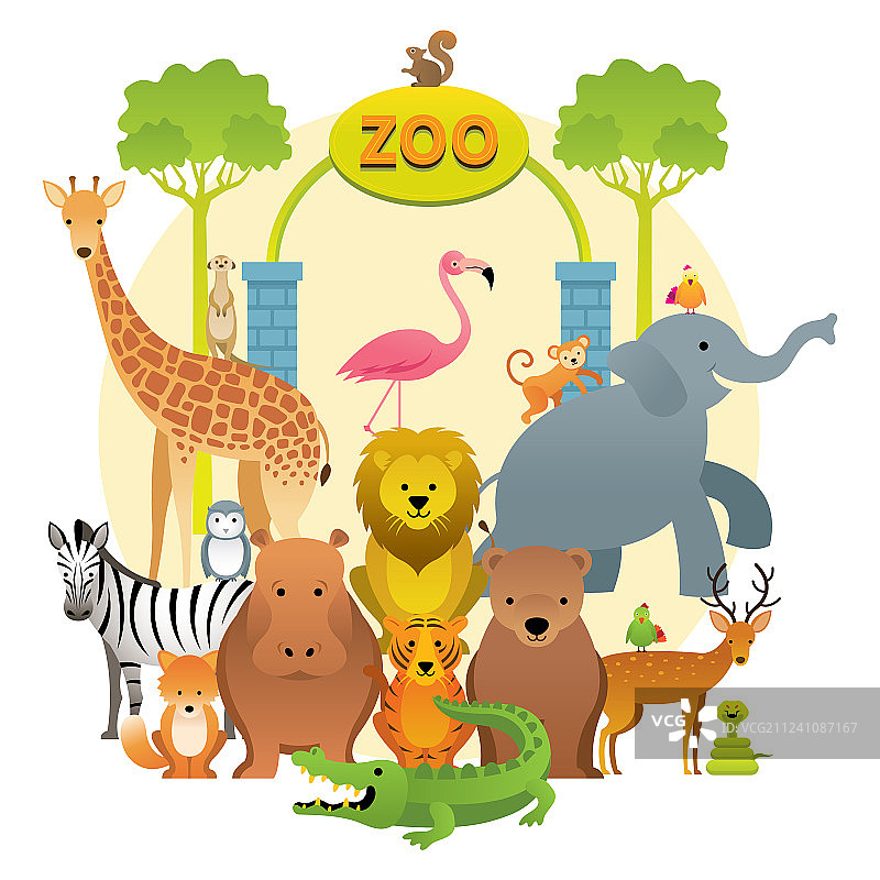 一群野生动物园动物图片素材