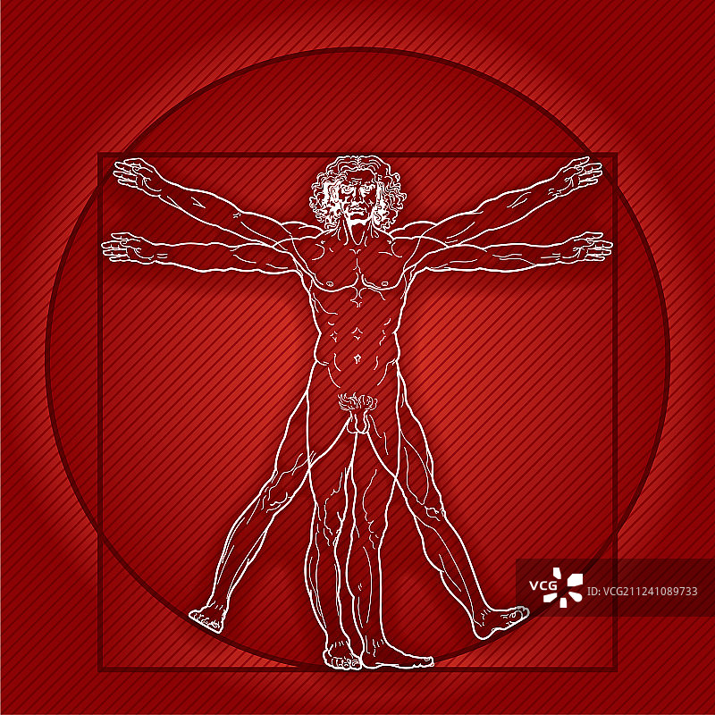 维特鲁威人红色版本图片素材