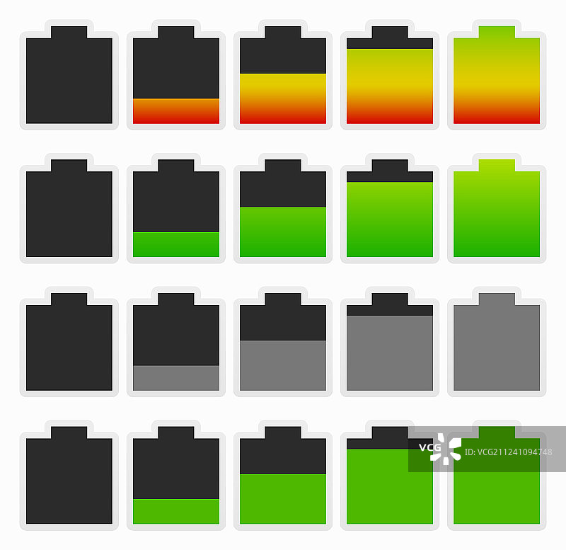 粗体电池电量指示器充电套装图片素材