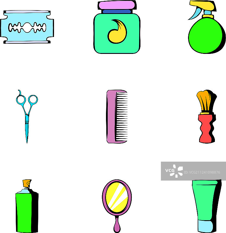 卡通风格剃须图标合集图片素材