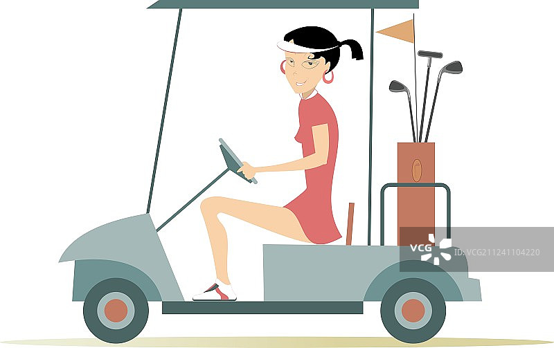 在高尔夫球车上的女人图片素材