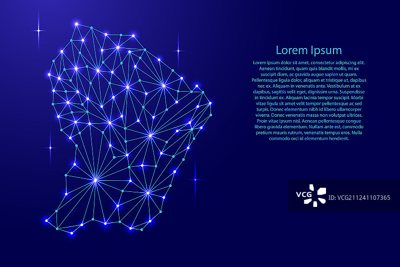 法属圭亚那地图，多边形马赛克线条图片素材