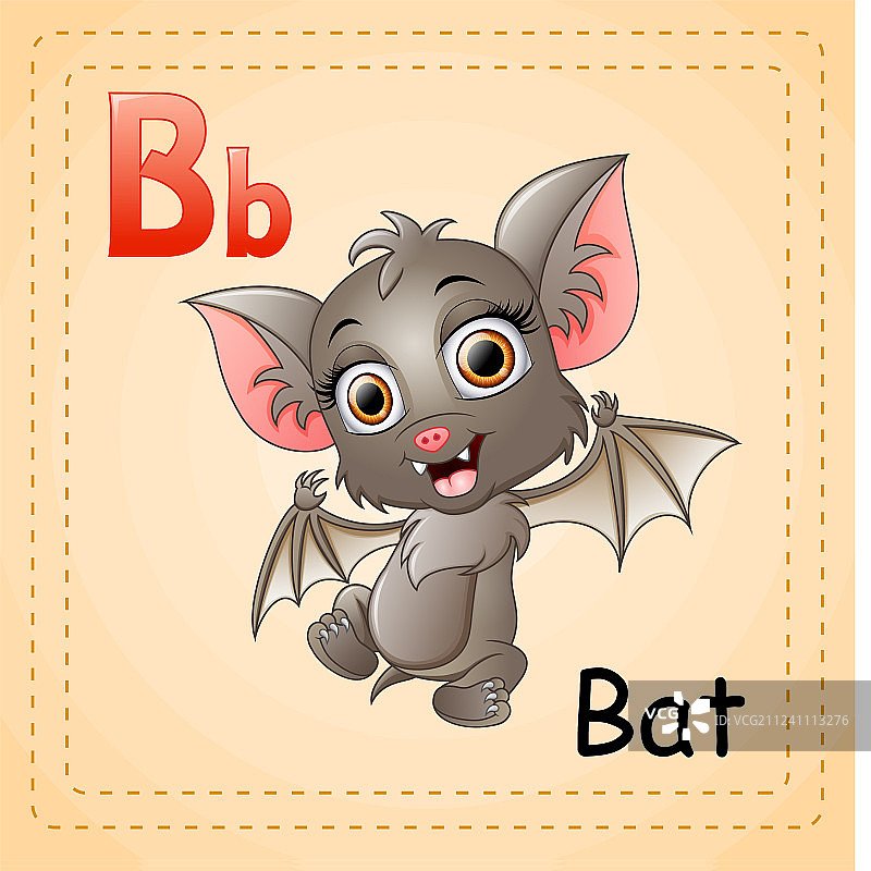 动物字母表：B代表蝙蝠图片素材