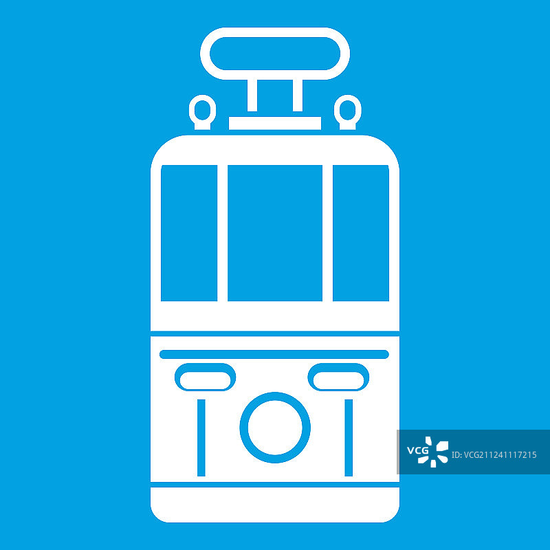 有轨电车正面视图白色图标图片素材