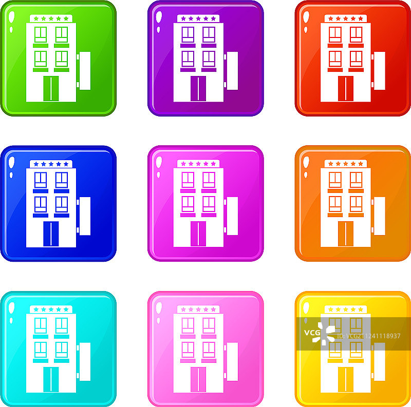 五星级酒店图标9件套图片素材