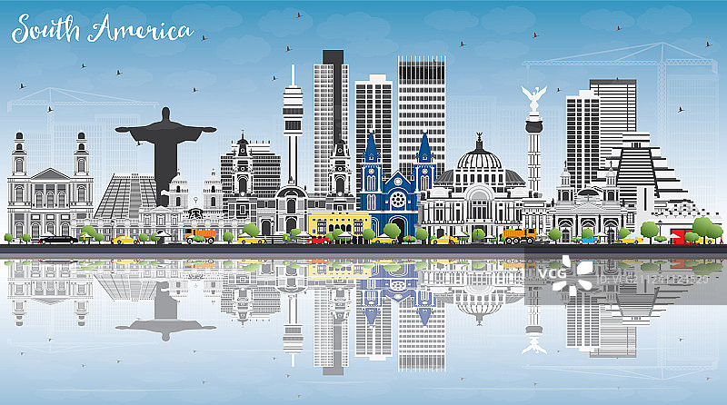 南美洲天际线与著名地标图片素材
