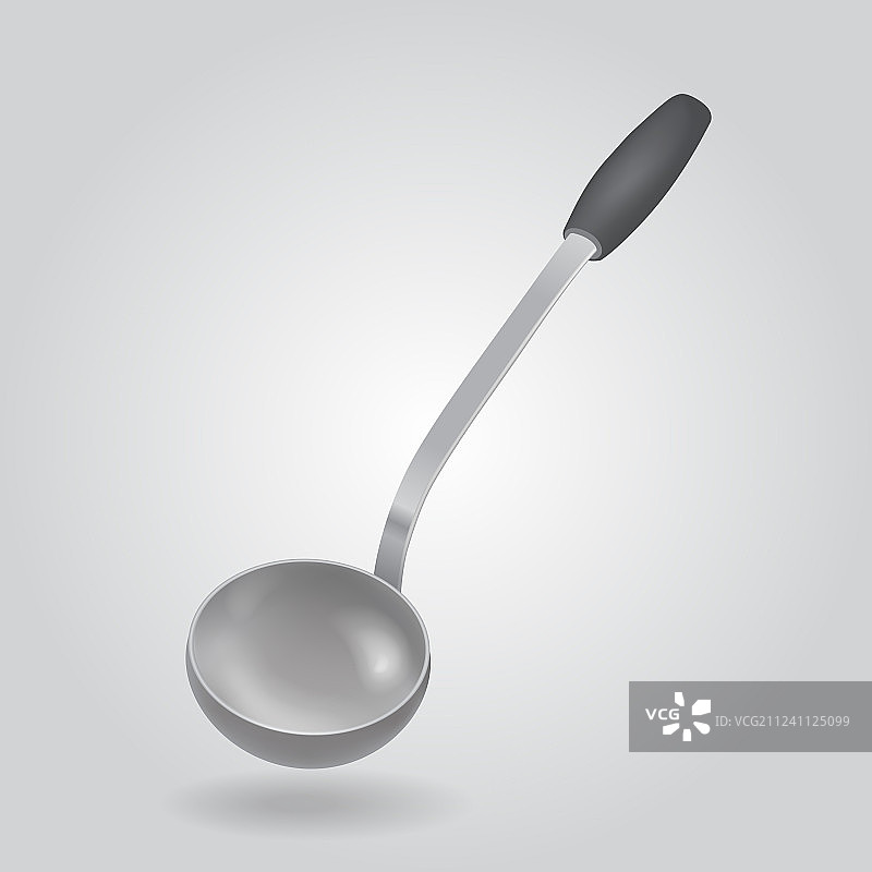 白色背景下的逼真长柄勺图片素材