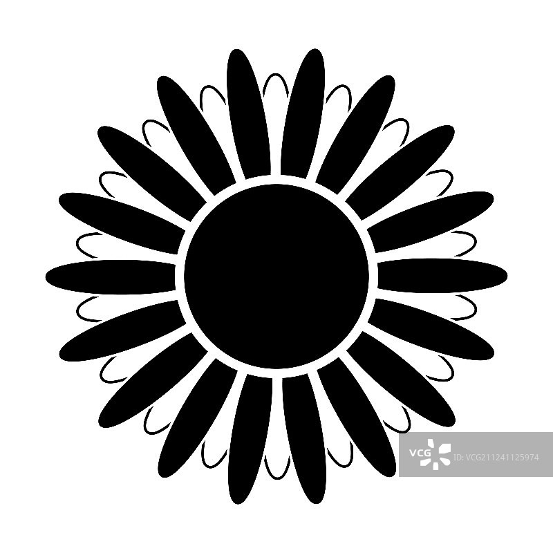 黑白花朵剪影。图片素材