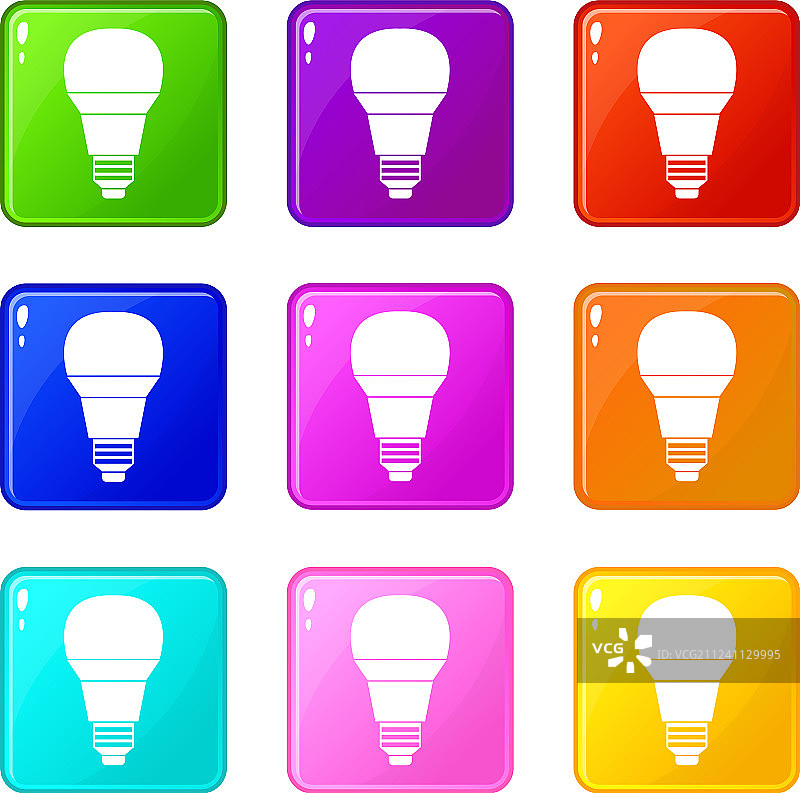 发光LED灯泡图标合集（9个）图片素材