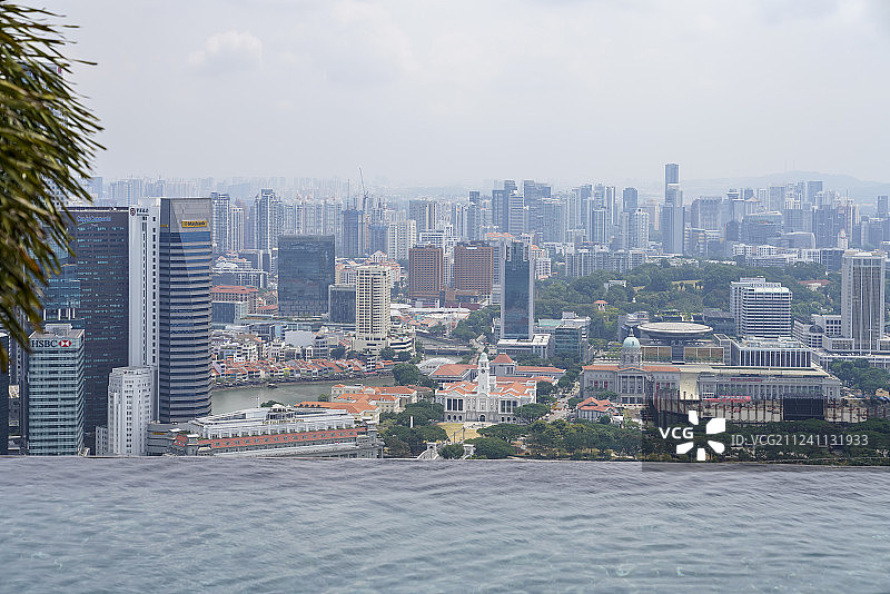 新加坡滨海湾金沙酒店屋顶无边泳池图片素材