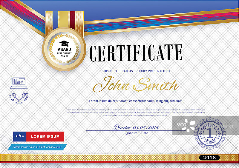 带红紫色丝带的白色官方证书图片素材