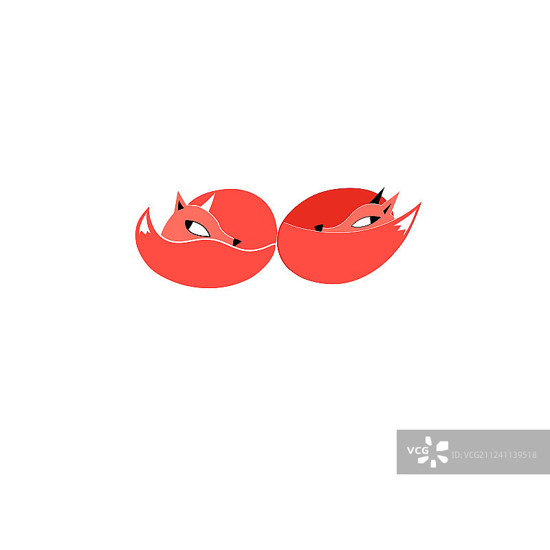 两只红色狐狸的标志图片素材