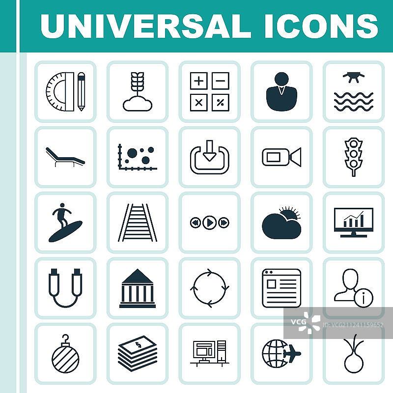 一组25个通用的可编辑图标可以使用图片素材