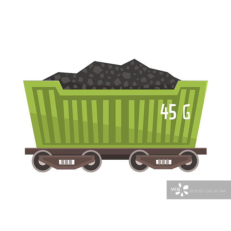 装满煤炭的绿色铁路货车图片素材