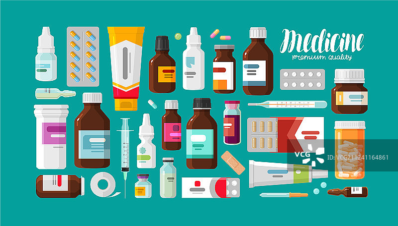 医药药房医院药品组合图片素材