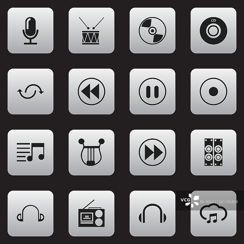 16个可编辑的声音图标符号集图片素材