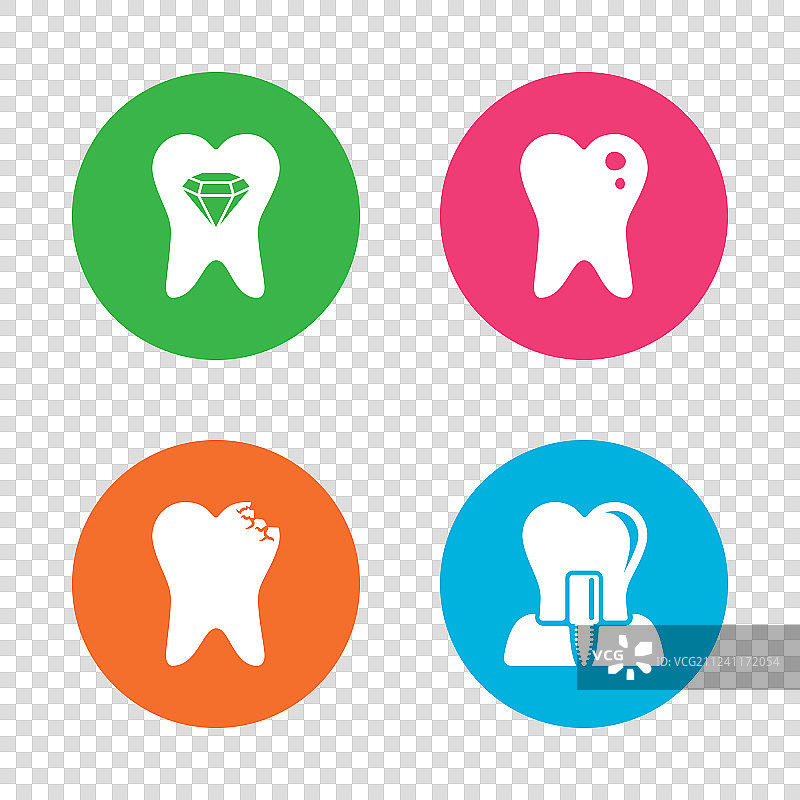 牙科护理图标龋齿和牙种植体图片素材