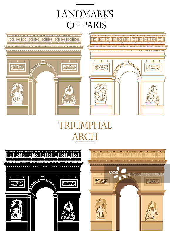 巴黎凯旋门地标合集图片素材