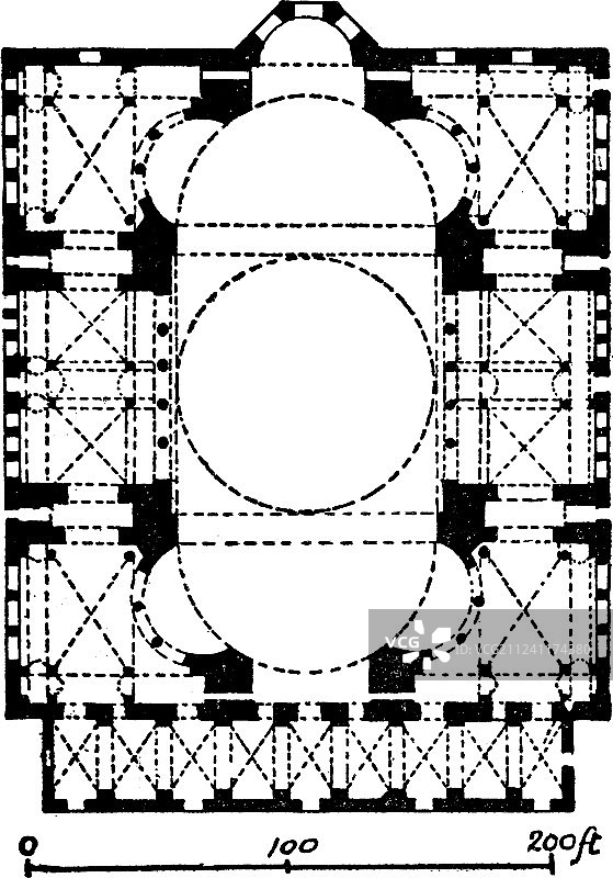 索菲亚大教堂的平面图（后为清真寺）图片素材