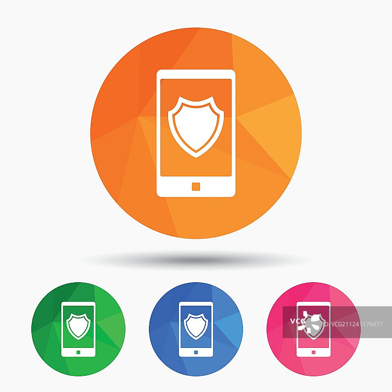 智能手机保护标志图标，盾牌符号图片素材