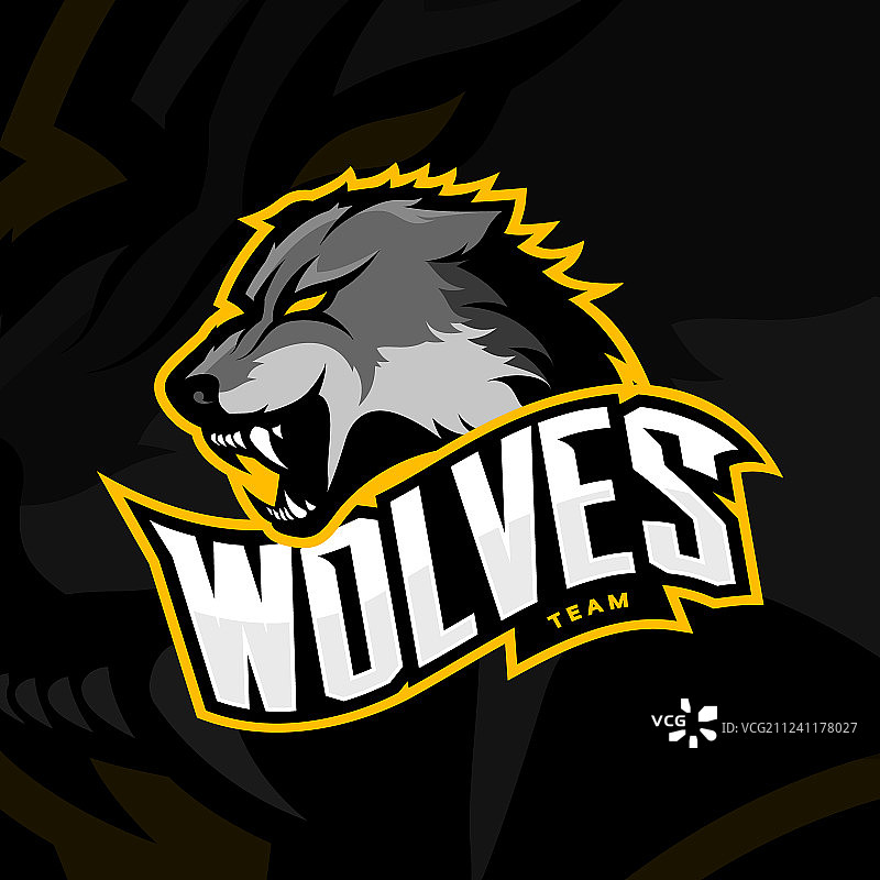 愤怒的狼运动标志概念隔离图片素材