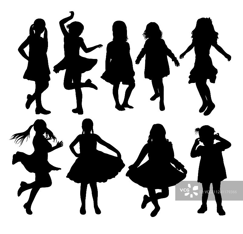 快乐儿童剪影活动图片素材