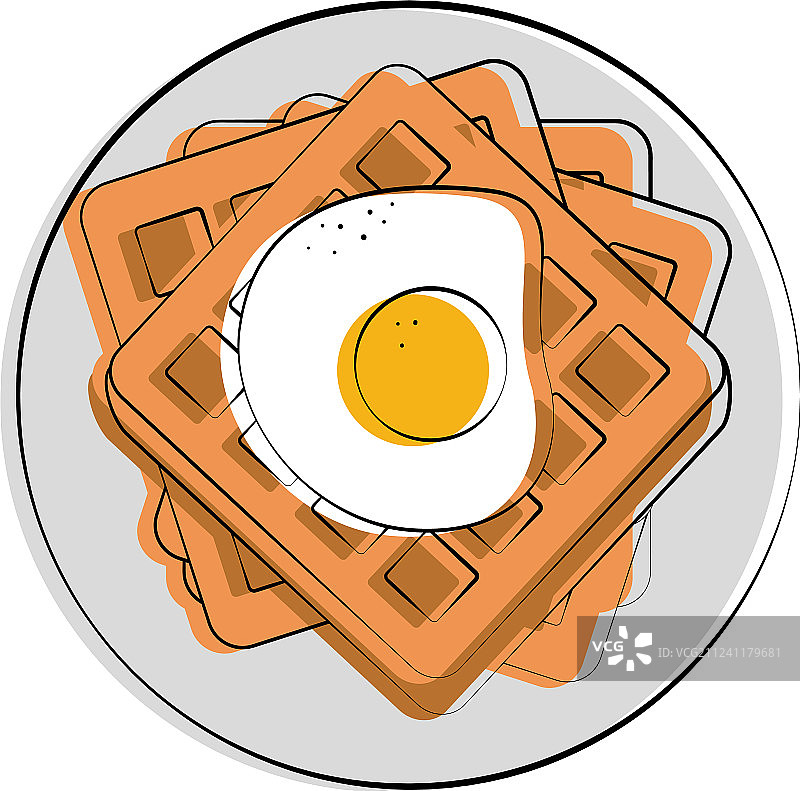 融化黄油的煎蛋华夫饼图片素材