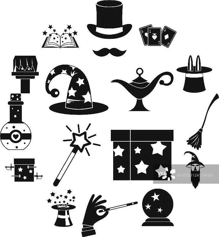 简约风格魔法图标合集图片素材