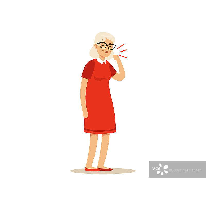 咳嗽的老年女性角色图片素材