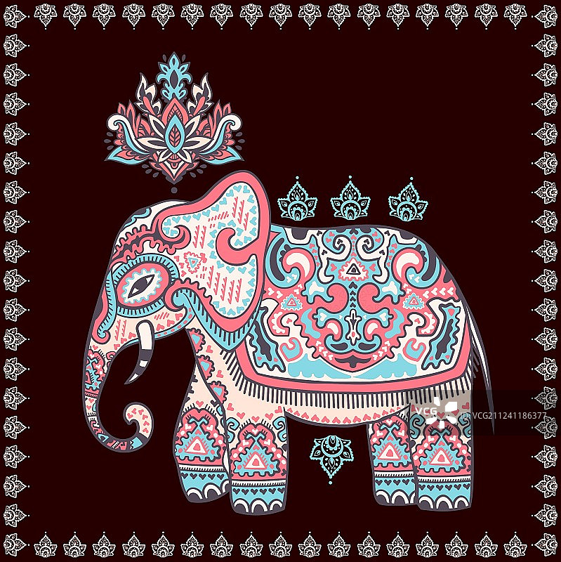 印度莲花复古图案图片素材