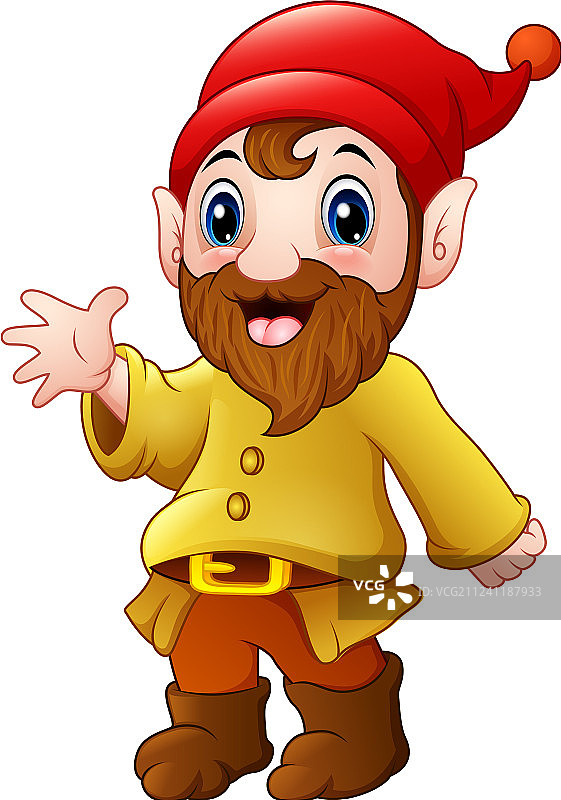 挥手的可爱卡通矮人图片素材