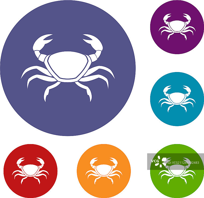新鲜螃蟹图标集图片素材