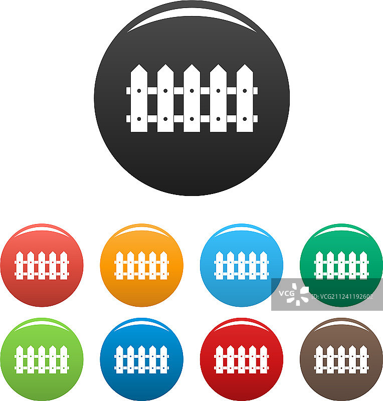 彩色栅栏图标集图片素材