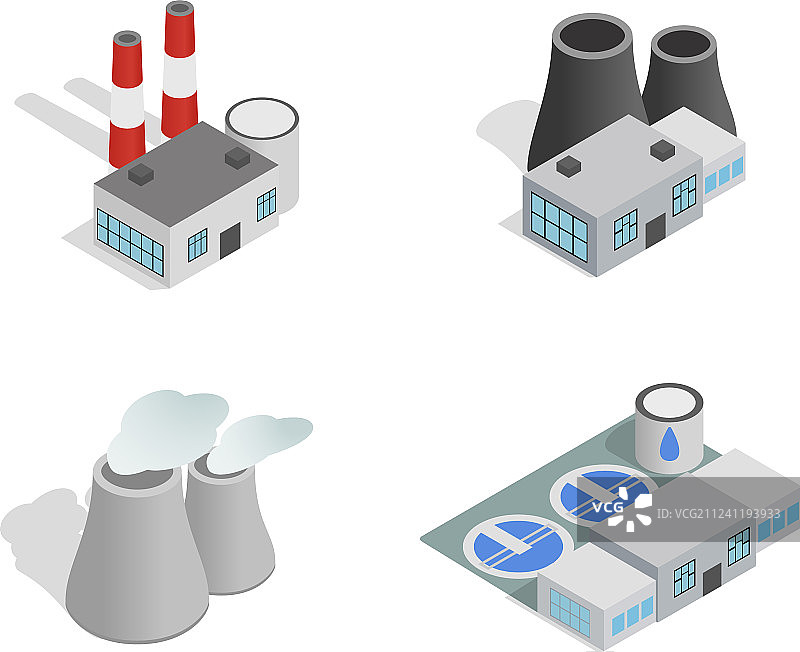 工厂图标等距风格集图片素材