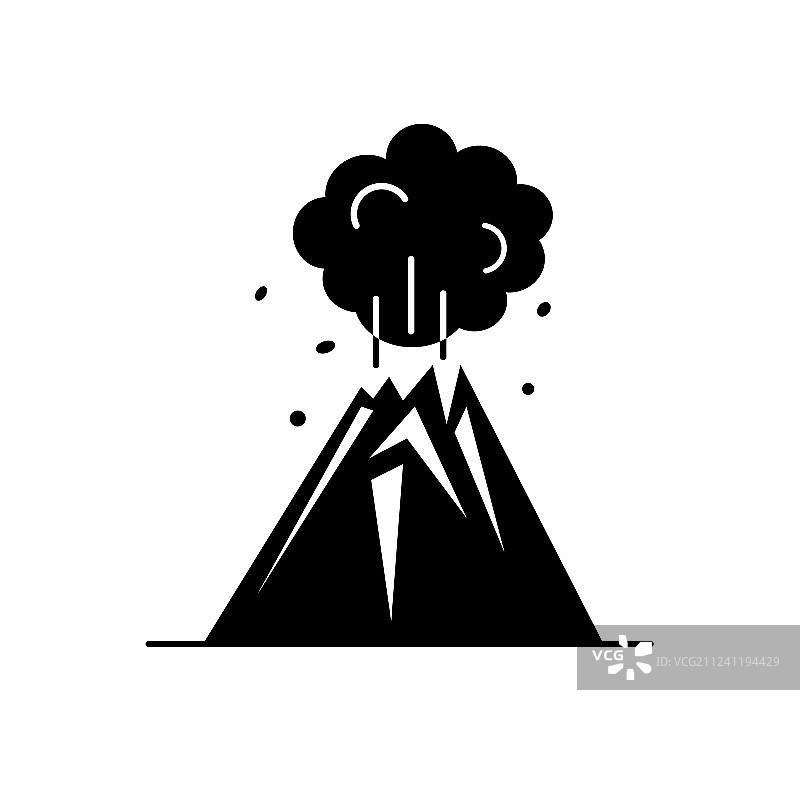 扁平风格的火山轮廓图标图片素材
