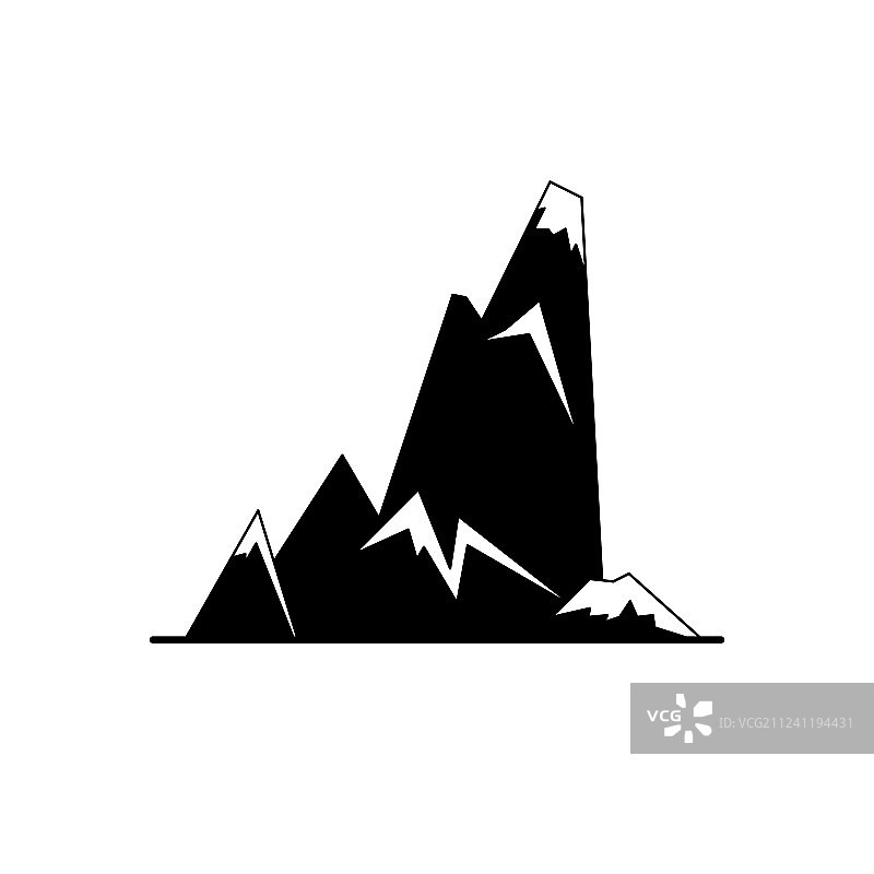 平坦风格的带壁架悬崖轮廓图标图片素材