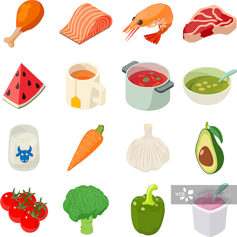 等距风格食物图标图片素材