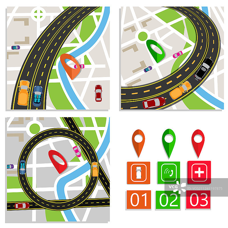 道路信息图紧急服务一套图片素材