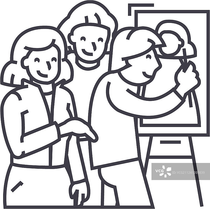 画廊画家绘画肖像图片素材