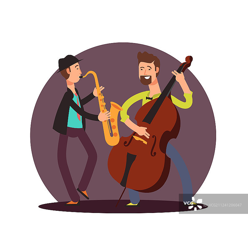 扁平经典器乐二重奏音乐家图片素材